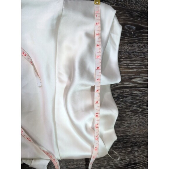 Prom dress Hoco Satin Y2k Crystal Drape Sz S Sequins Beige Maxi Strapless 127 - Picture 7 of 10